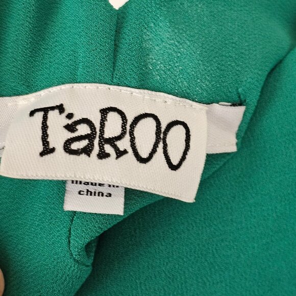 Festive Holiday Christmas Party Y2K Layer Tier Raw Edge Sheer Top Taroo Green SM - Picture 6 of 14